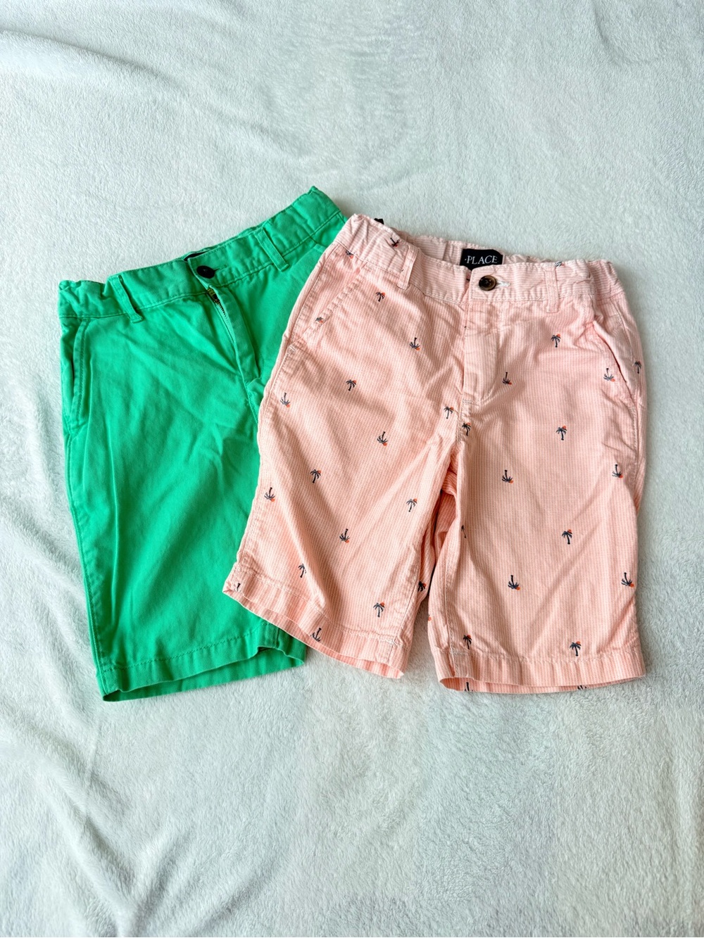 The Children's Place Green & Pink Palm-Accent Kids Shorts Set M, Sz 8